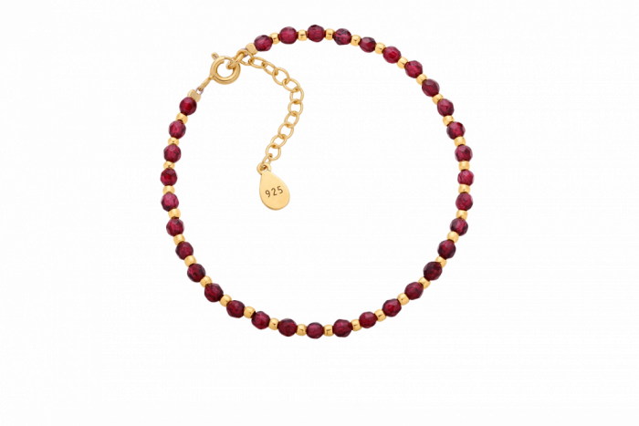 Bransoletka z granatu i złoconych kuleczek