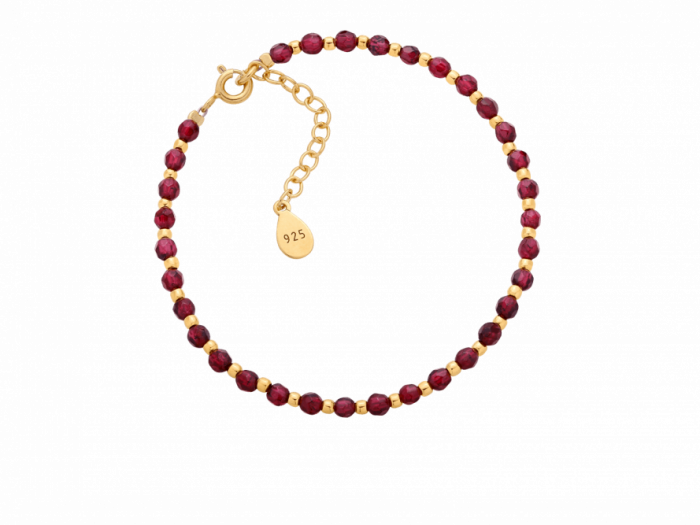 Bransoletka z granatu i złoconych kuleczek