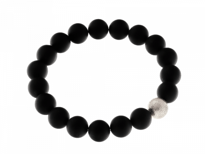Bransoleta z czarnych agatów matowych