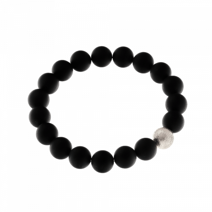 Bransoleta z czarnych agatów matowych